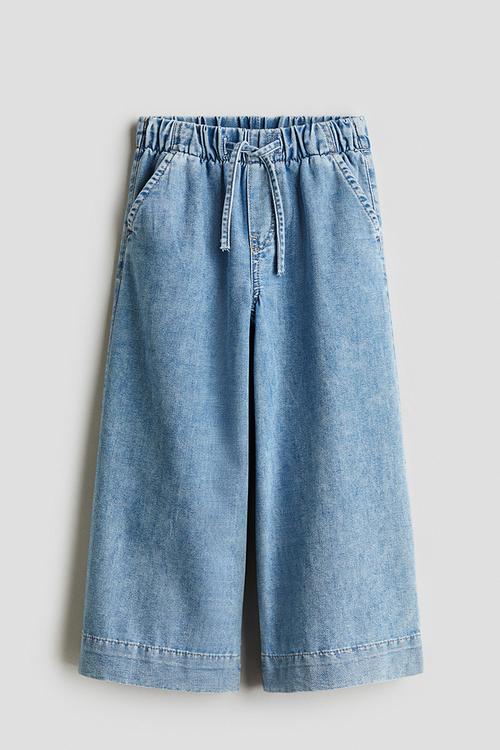 Loose-fit lightweight denim trousers - blue