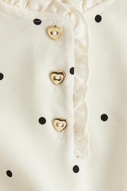 Printed cotton dress - cream/spotted