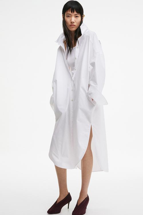 Poplin shirt dress - white