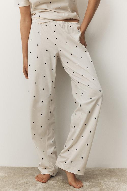 Jersey pyjamas - cream & black hearts