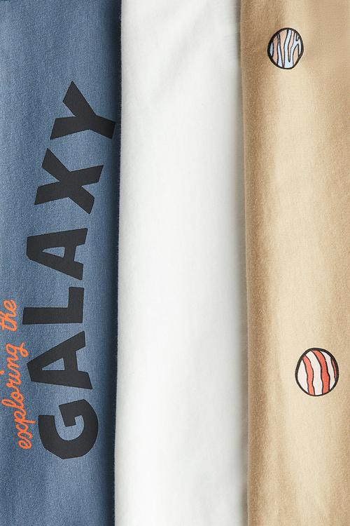 3-Pack cotton T-shirts - dusty blue/galaxy