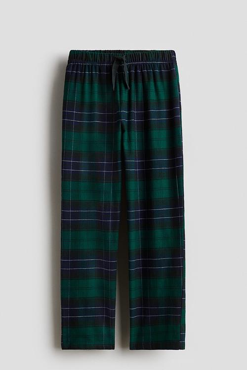 Cotton pyjama bottoms - green/checked