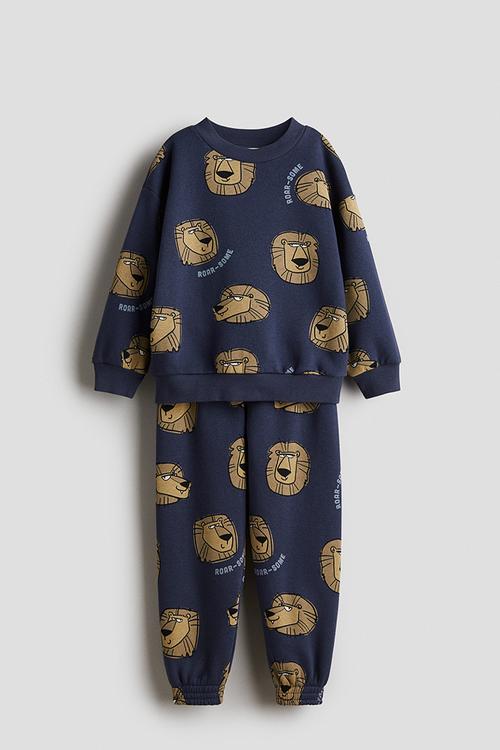2-Piece printed sweatshirt set - dark blue lions
