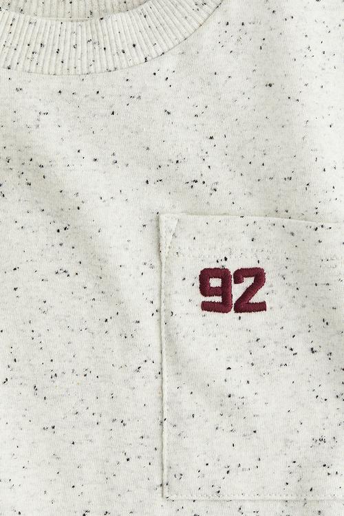 Embroidery-detail cotton T-shirt - light beige 92