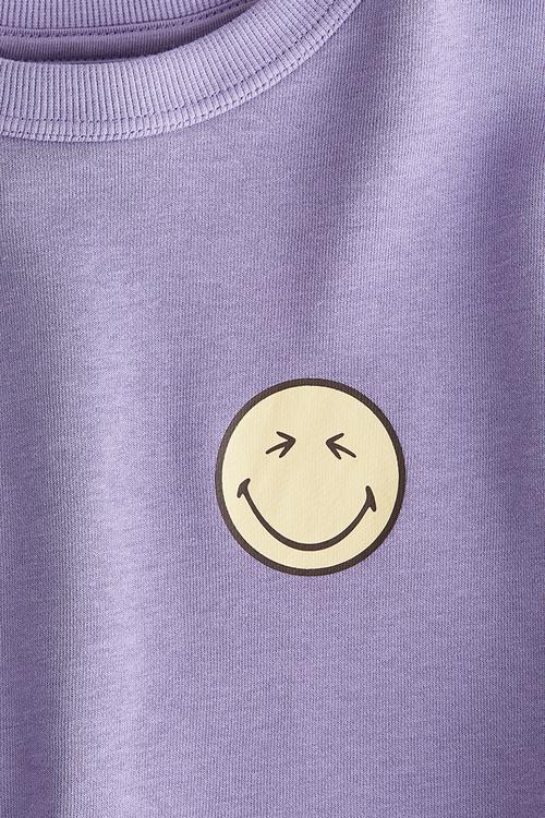 Loose-fit motif-detail T-shirt - purple smileyworld®