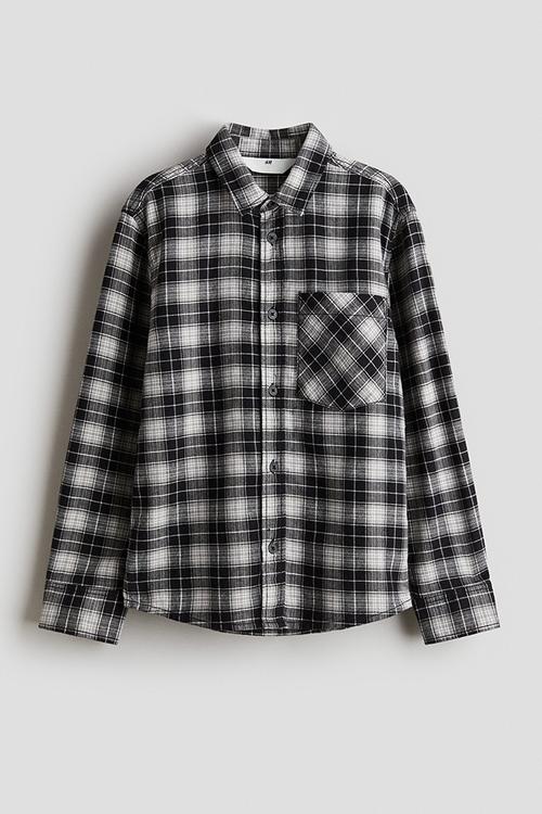 Cotton flannel shirt - black/checked
