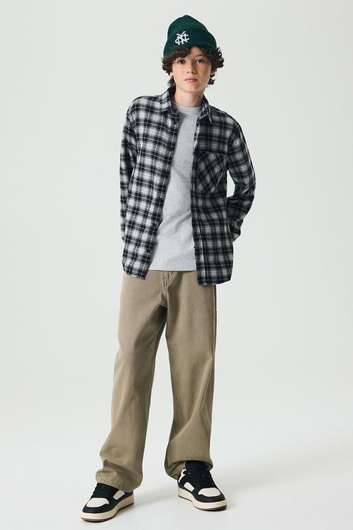 Cotton flannel shirt - black/checked