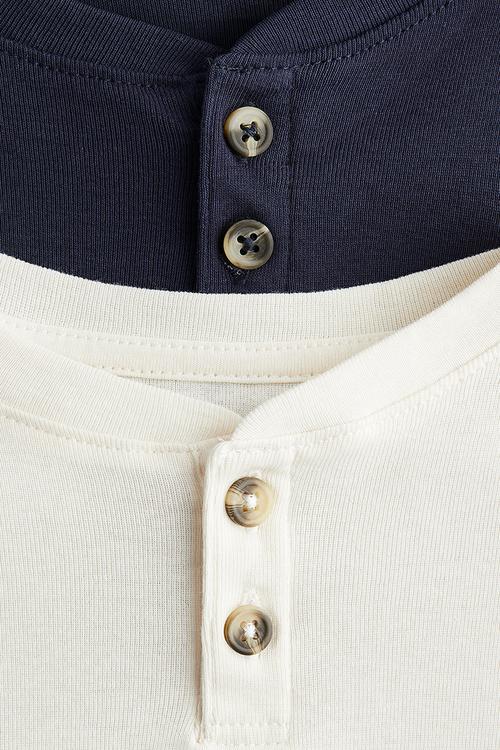 2-Pack henley t-shirts - dark blue & white