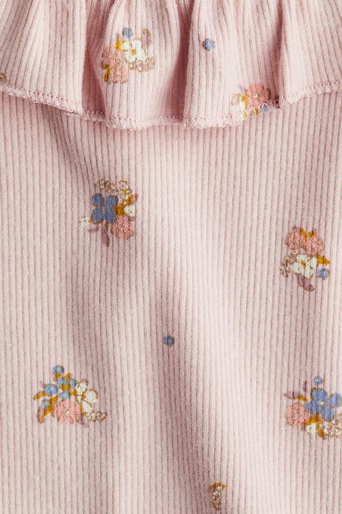 Ribbed jersey top - pink,multi