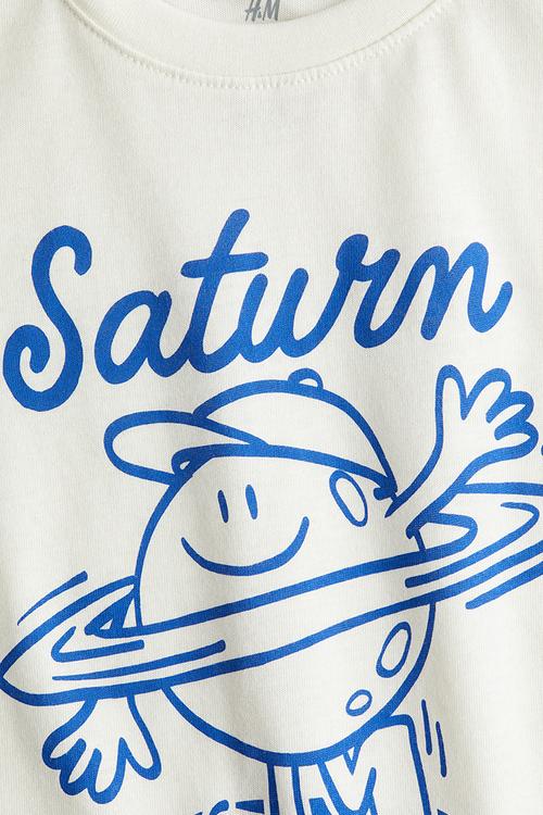 Motif-detail cotton T-shirt - white/saturn 
