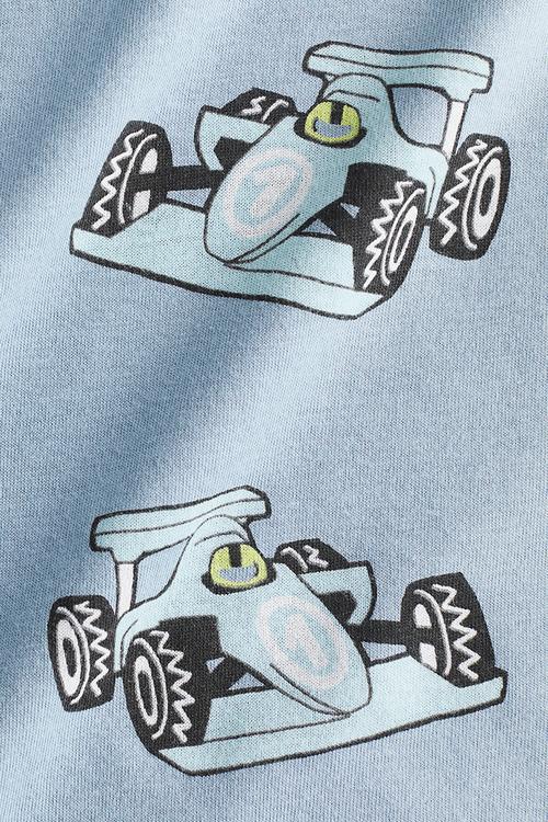 Motif-detail cotton T-shirt - blue/cars 