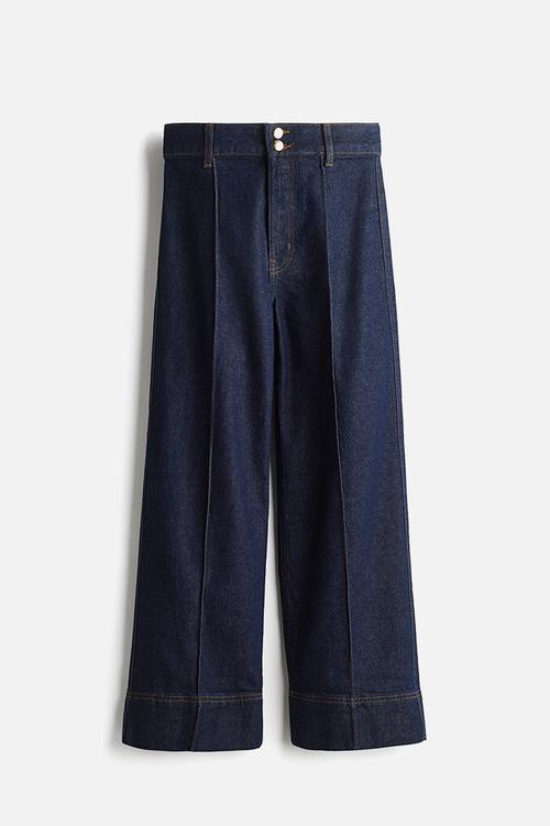 Wide high ankle jeans - dark denim blue