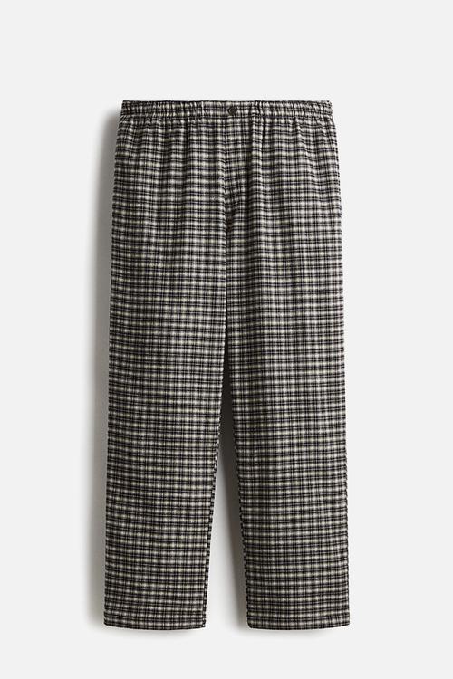 Flannel pyjama shirt and bottoms - dark blue/checked