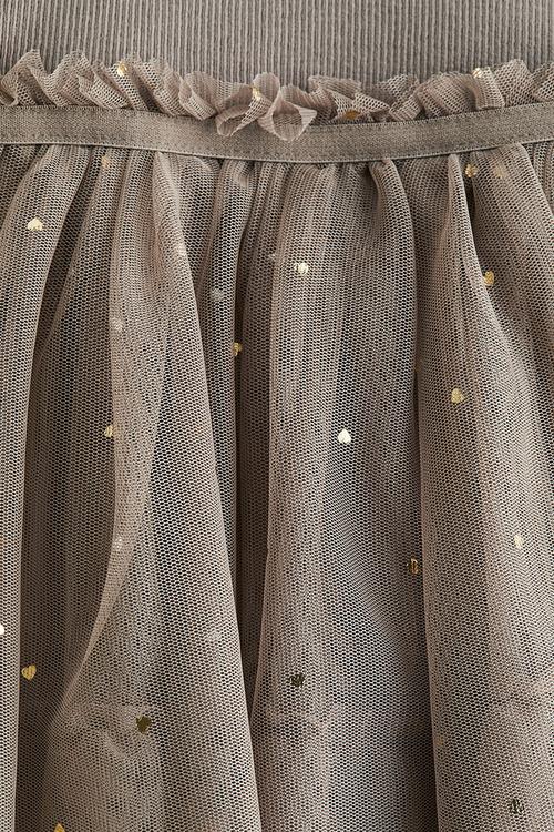 Tulle-skirt dress - greige/hearts