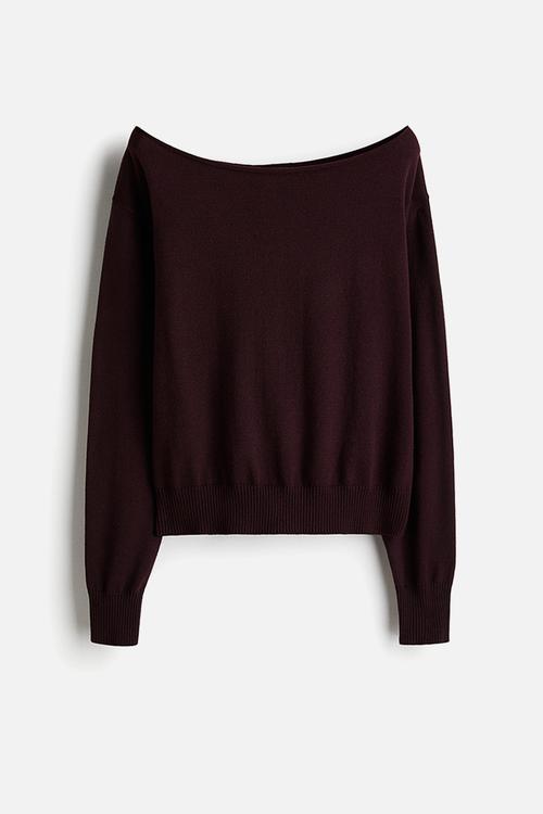 Off-the-shoulder jumper - burgundy