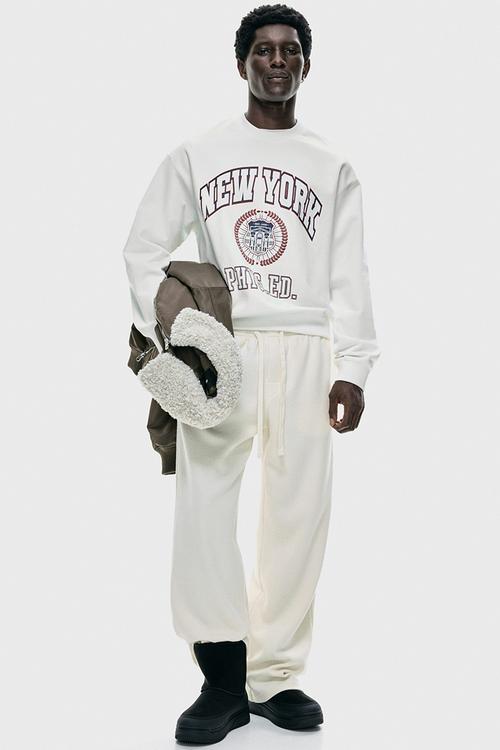 Loose fit sweatshirt - white,multi