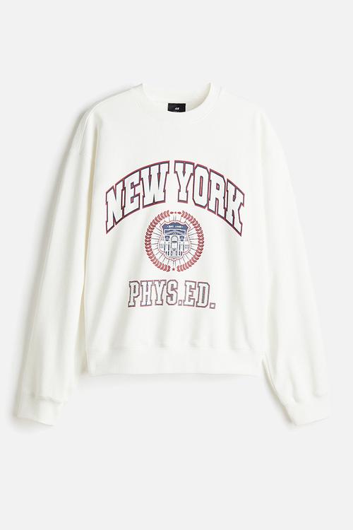 Loose fit sweatshirt - white,multi