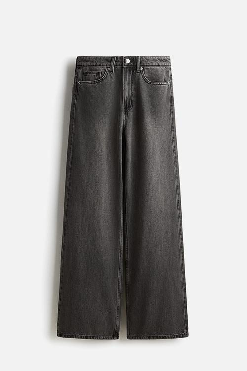 Wide high waist jeans - dark grey 