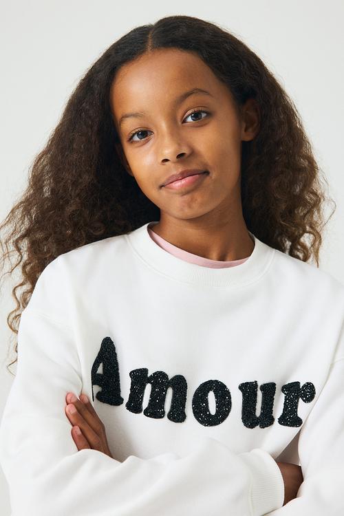 Motif-detail sweatshirt - white/amour 