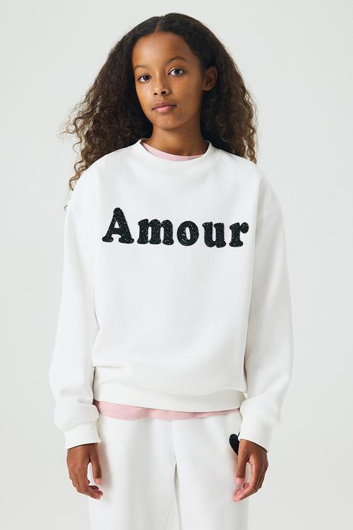 Motif-detail sweatshirt - white/amour 