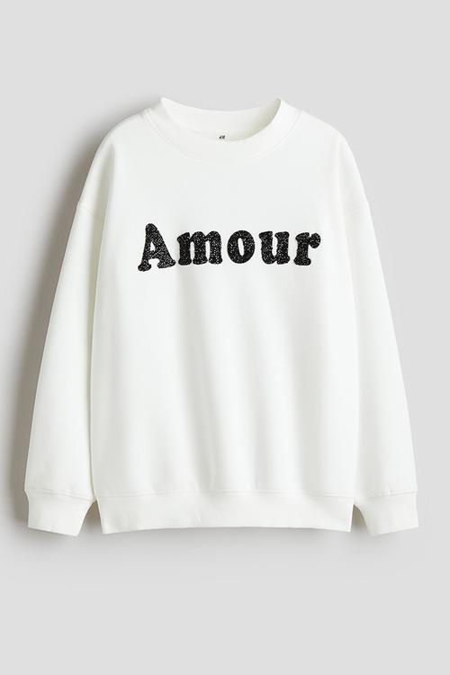 Motif-detail sweatshirt - white/amour 