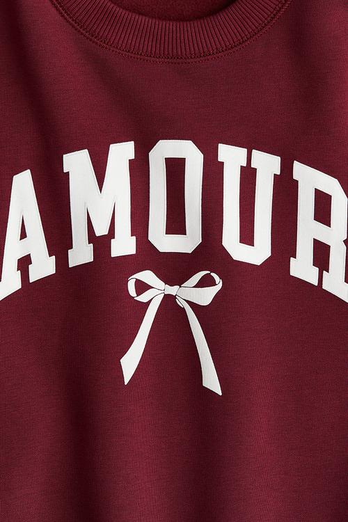 Motif-detail sweatshirt - dark red/amour