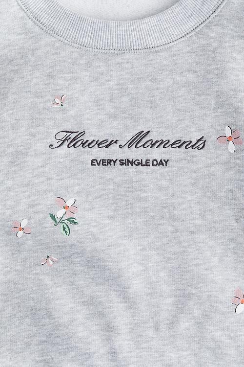 Motif-detail sweatshirt - light grey marl/flower moments