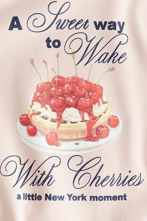 Motif-detail sweatshirt - light pink/cherries 