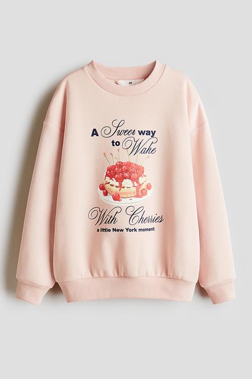 Motif-detail sweatshirt - light pink/cherries 