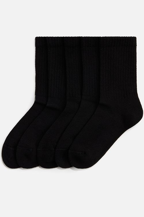 5-pack ribbed socks - black