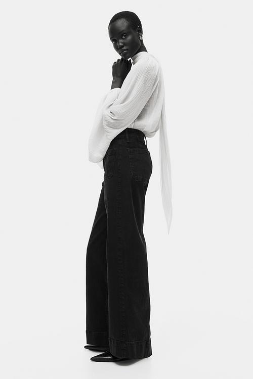 Wide high jeans - washed black