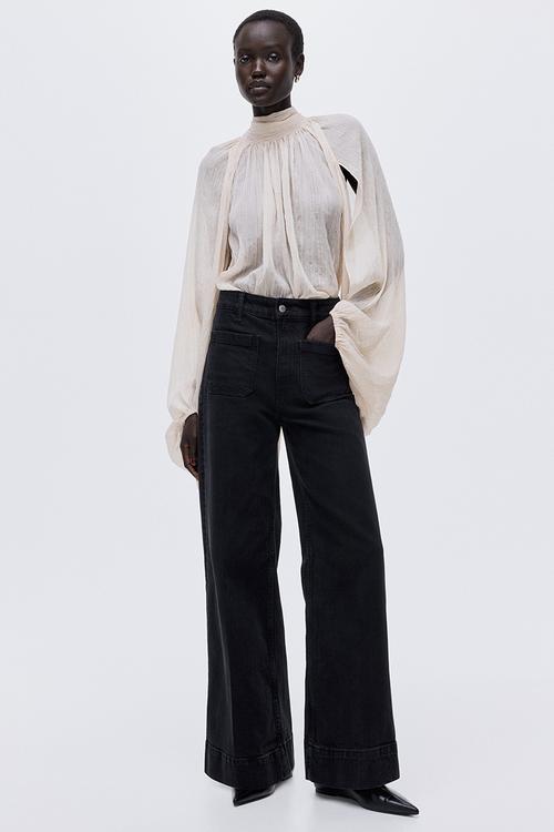 Wide high jeans - washed black