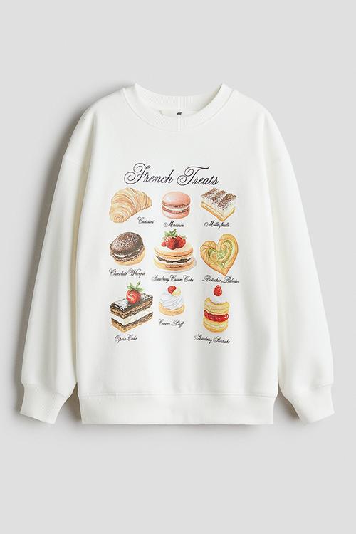 Motif-detail sweatshirt - white/french treats 