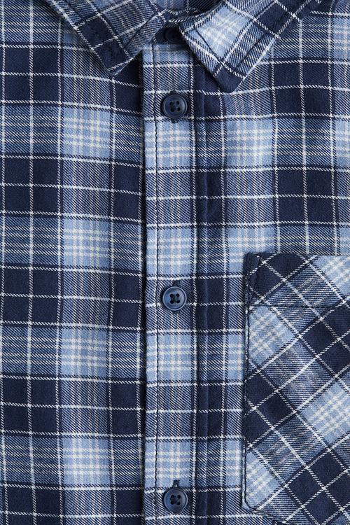Cotton flannel shirt -blue/checked
