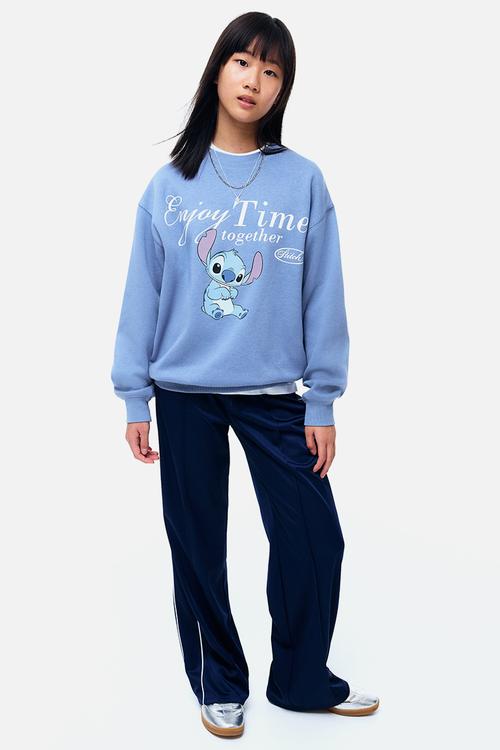 Oversized print-motif sweatshirt - blue/lilo & stitch