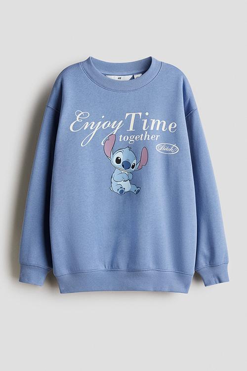 Oversized print-motif sweatshirt - blue/lilo & stitch