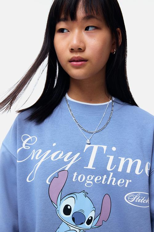 Oversized print-motif sweatshirt - blue/lilo & stitch