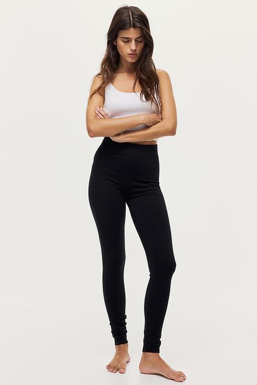 Cotton leggings - black