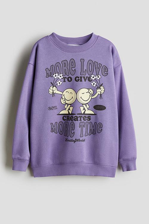 Oversized print-motif sweatshirt - purple/smileyworld®