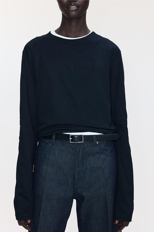 Long-sleeved cotton top - black