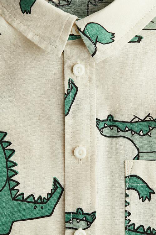 Linen-blend shirt - light beige/alligators 