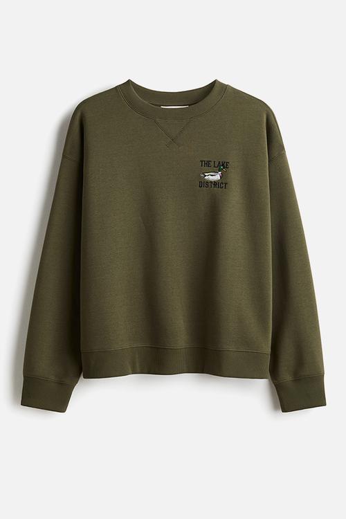 Text-motif sweatshirt - dark khaki green/mallard