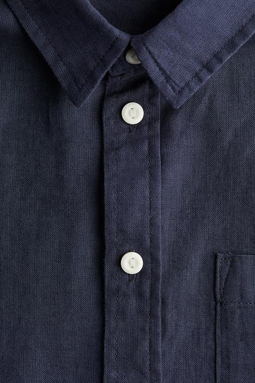Linen-blend shirt - navy blue 