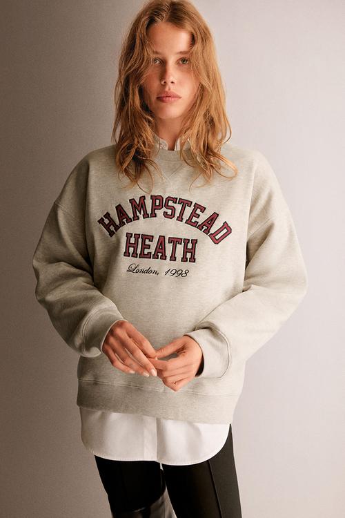 Text-motif sweatshirt -  light beige/hampstead heath