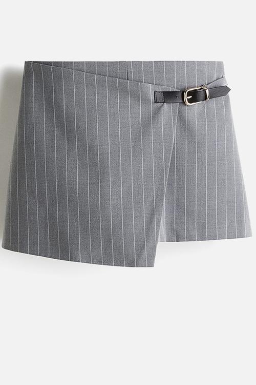 Wrap skort - grey pinstriped