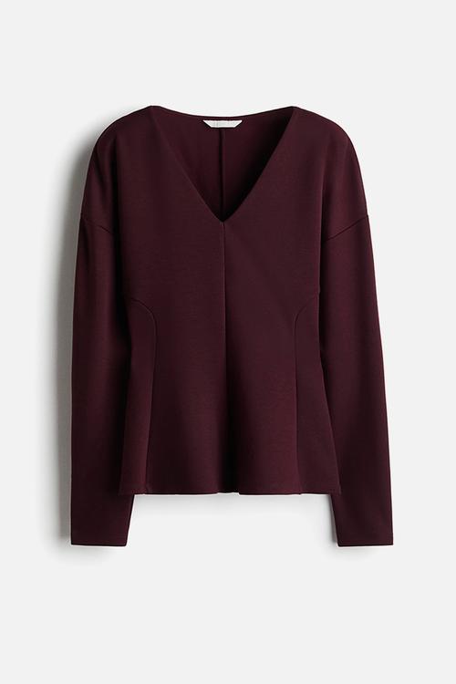 Waisted scuba top - burgundy