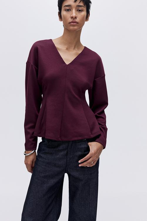 Waisted scuba top - burgundy