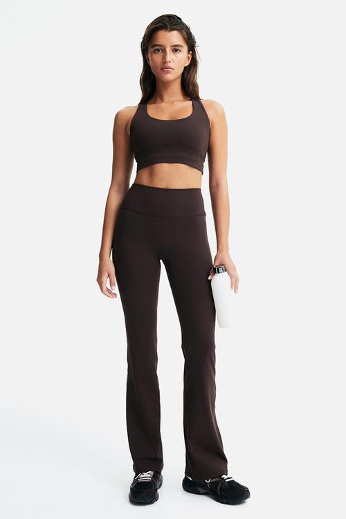 Flared sports leggings with softmove™ - warm brown
