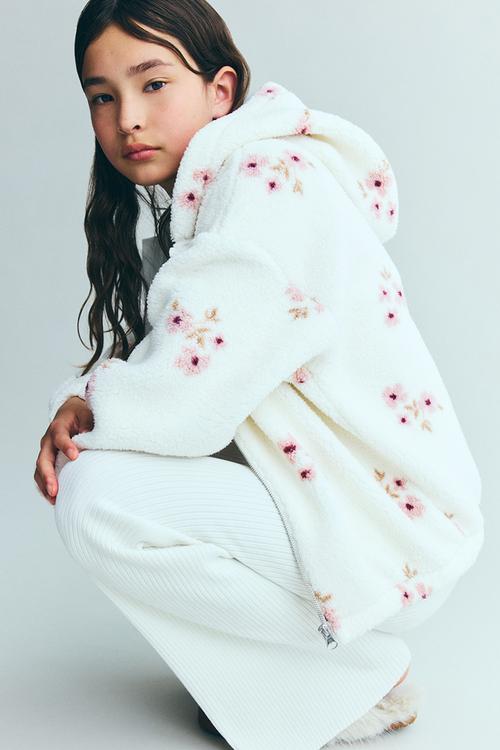 Flared rib-knit trousers - white