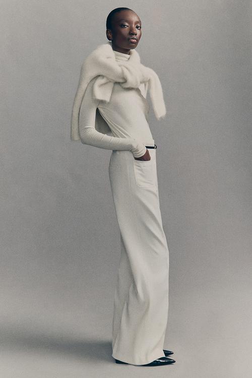 Flared belted trousers - cream